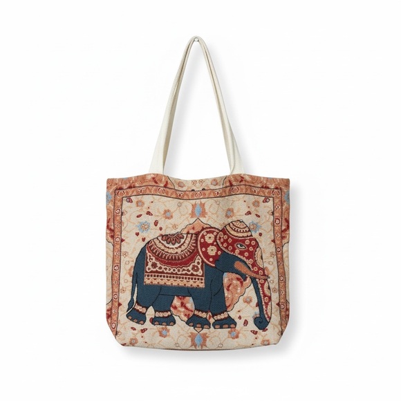 Handbags - Elephant Tapestry Tote Bag Boho Y2K Indie Festival